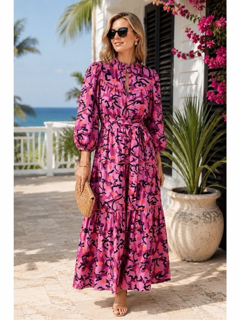 Tuckernuck Crosby by Mollie Burch Delphine Expressive Floral Ruffle Neck Dress